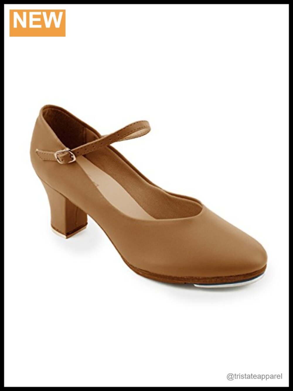 Tap Dance Shoes Leather Block Heel Mary Jane Buckle 2"